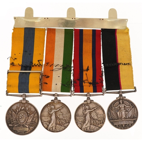 1218 - Victorian British military four medal group relating to Private Sawyer comprising Khedive's Sudan me... 