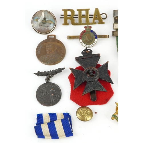 1250 - British military World War I Victory medal and related militaria including Royal Army Service Corps ... 