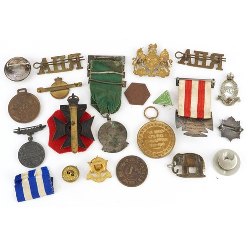 1250 - British military World War I Victory medal and related militaria including Royal Army Service Corps ... 