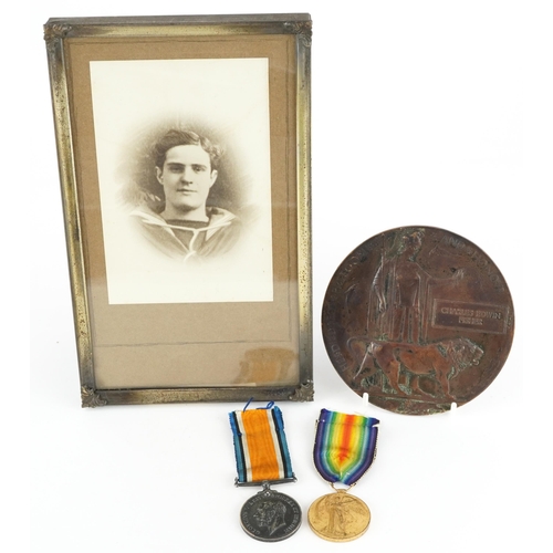 1217 - British military World War I medal group relating to C E Fisher comprising World War I pair awarded ... 