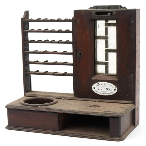 Victorian mahogany stamp dispenser with J C Cox Inventor and