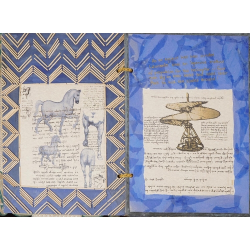799 - Leonardo da Vinci scrapbook with drawings and annotations, 44.5cm x 33cm
