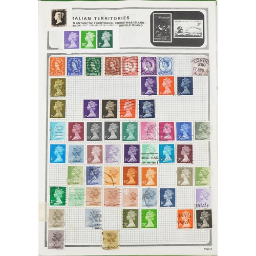 813 - British and world stamps arranged in two albums including Mauritius, some reproduction