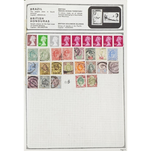813 - British and world stamps arranged in two albums including Mauritius, some reproduction
