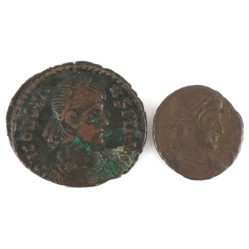 696 - Two Roman or Greek bronze coins