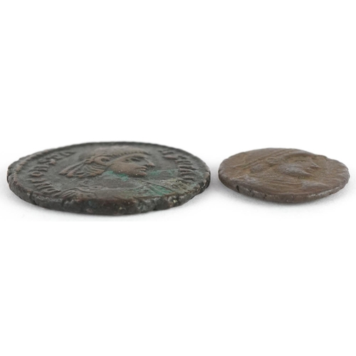 696 - Two Roman or Greek bronze coins