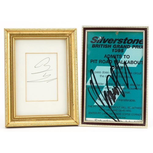 855 - Two Formula 1 interest ink autographs comprising Damian Hill and Ross Brawn, including one onto Silv... 