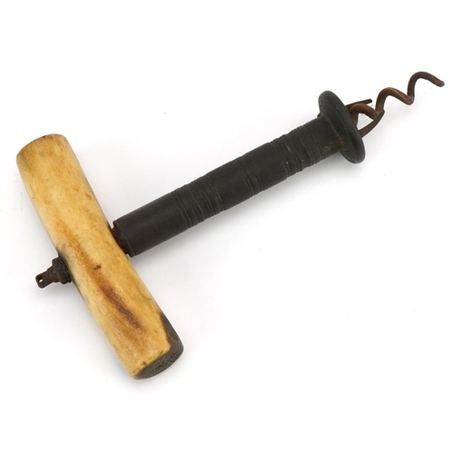 98 - Mid 19th century Robert Jones & Son of Birmingham bone handled corkscrew, registered design number 4... 