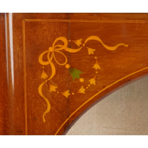 1024 - Art Nouveau inlaid mahogany display cabinet on splayed legs, 181.5cm H x 107cm W x 38cm D