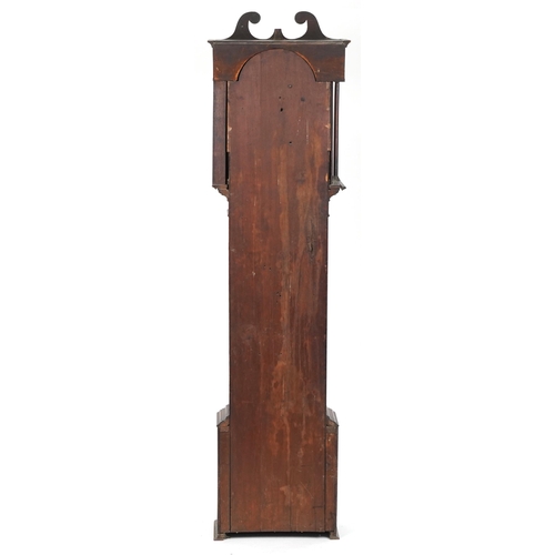 1205 - 19th century oak cases longcase clock with painted dial having Roman and Arabic numerals, inscribed ... 