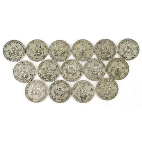 708 - British pre 1947 shillings, 81g