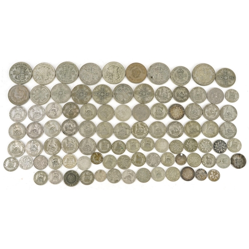 703 - British pre decimal coinage, predominantly pre 1947, including half crowns and shillings, 500g