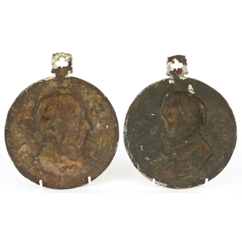 188 - Pair of 19th century cast iron portrait plaques comprising William Gladstone and Benjamin Dizrali, e... 