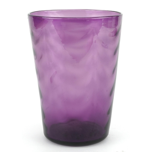 36 - Whitefriars amethyst wave glass vase, 19cms high