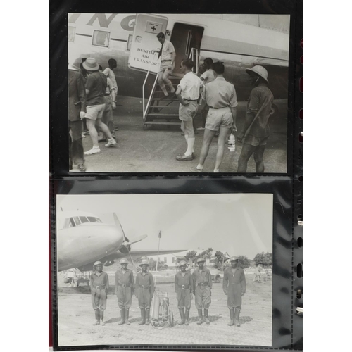 844 - Large collection of aviation interest black and white photographs arranged in two albums