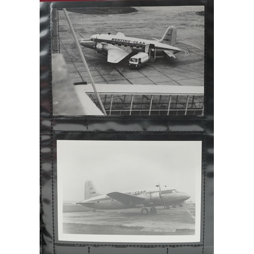 844 - Large collection of aviation interest black and white photographs arranged in two albums