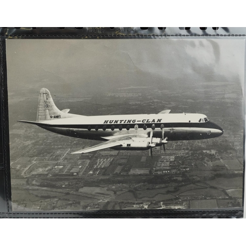 844 - Large collection of aviation interest black and white photographs arranged in two albums
