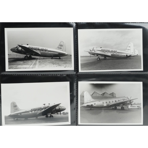 844 - Large collection of aviation interest black and white photographs arranged in two albums