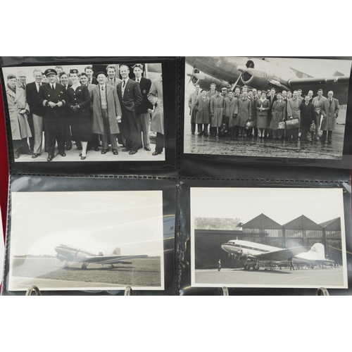 844 - Large collection of aviation interest black and white photographs arranged in two albums