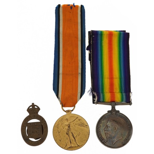 1228 - British military World War I pair with On War Service lapel and mirror with identification card, the... 