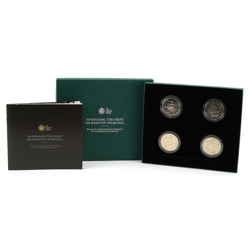 772 - Royal Mint Honouring The Great Sir Winston Churchill commemorative five pound, four coin brilliant u... 