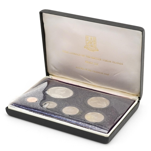 773 - First Coinage of The British Virgin Islands proof set with fitted case minted at Franklin Mint