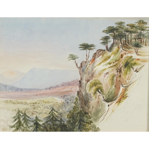 381 - Herbert Menzies Marshall - Auchunlerry forest mountainous landscape, early 20th century heightened w... 