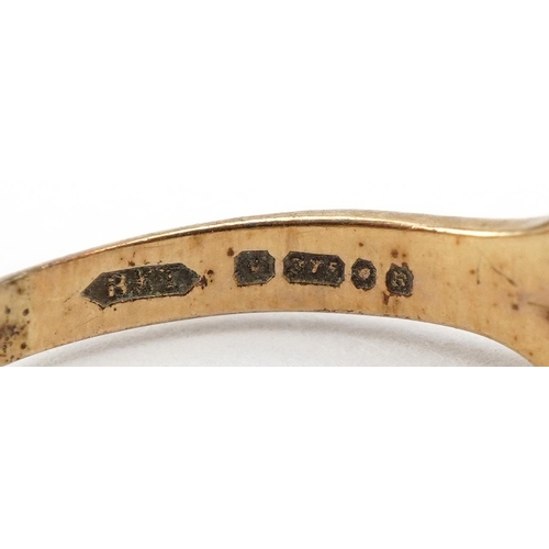 3210 - 9ct gold multi gem half eternity ring, size I/J, 2.1g