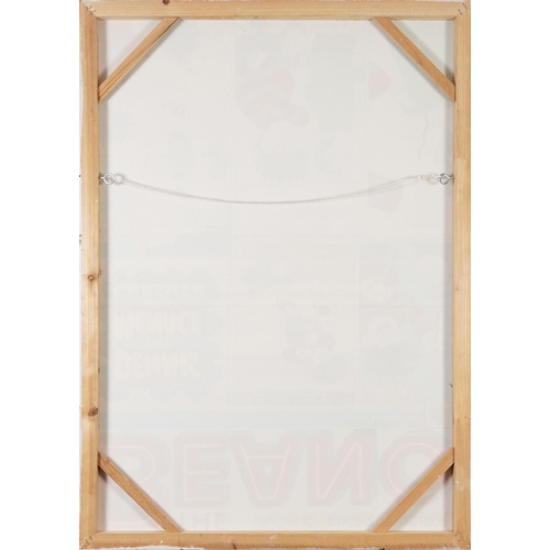 597 - Clive Fredriksson - Jazz musician, oil and mixed media on canvas, unframed, 92cm x 66cm