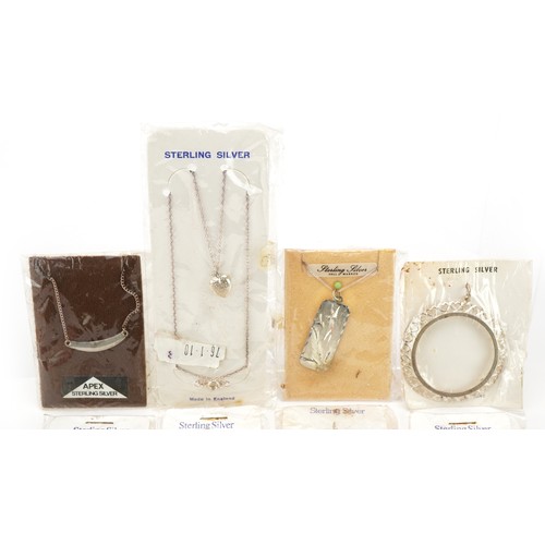 3795 - Sterling silver jewellery including coin pendant mounts and pendants on chains