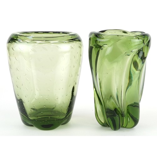 305 - Two Whitefriars glass vases including one with controlled bubbles, the largest 20cm high