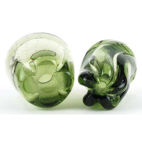 305 - Two Whitefriars glass vases including one with controlled bubbles, the largest 20cm high