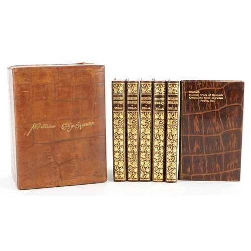 790 - Box set of The Bijou Shakespeare, The Complete Works with mock crocodile leather bound covers and ma... 