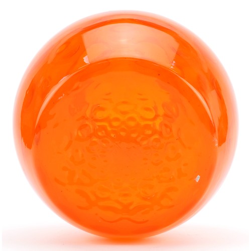 111 - Large orange globe vase, possibly Skio Optical, 30cm high