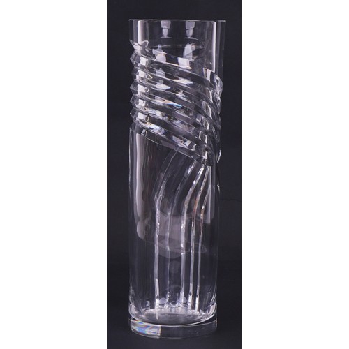 302 - Large SkLO clear cut glass vase, 36cm high