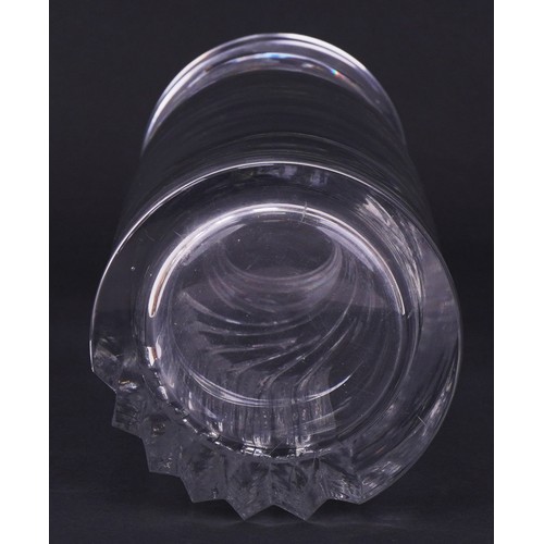 302 - Large SkLO clear cut glass vase, 36cm high