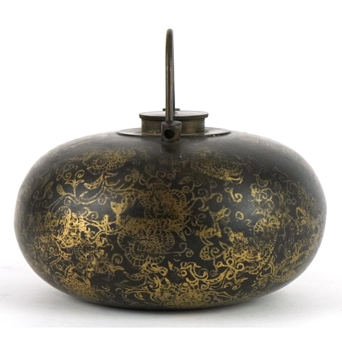 457 - Chinese partially gilt bronzed vessel, 12.5cm in diameter