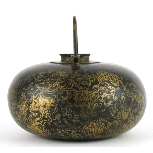 457 - Chinese partially gilt bronzed vessel, 12.5cm in diameter