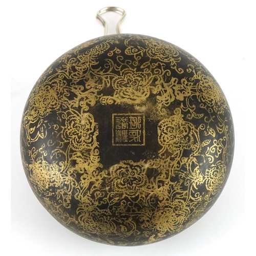 457 - Chinese partially gilt bronzed vessel, 12.5cm in diameter