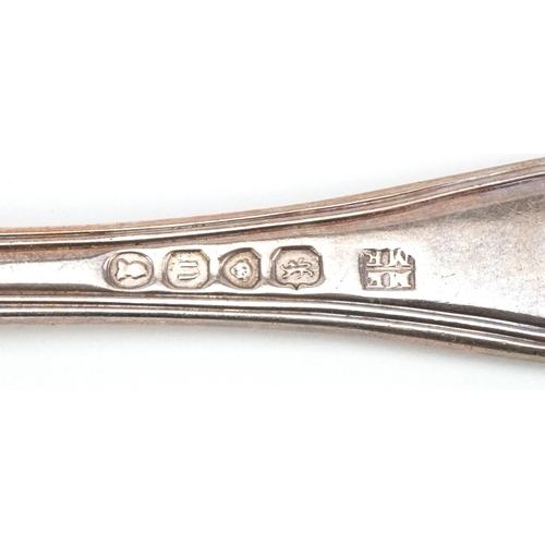 48 - Morris & Michael Emmanuel, set of six George IV silver tablespoons, London 1828, 23cm in length, 647... 