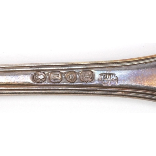 49 - Morris & Michael Emmanuel, set of six George IV silver table forks, London 1828, 21cm in length, 598... 