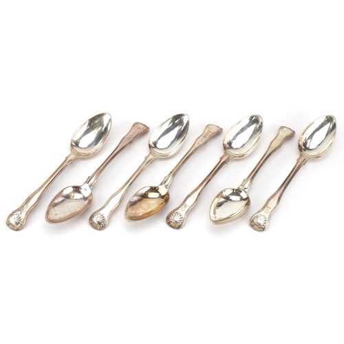 145 - Chawner & Co, seven matching Victorian silver spoons, London 1876, 18cm in length, 483.2g