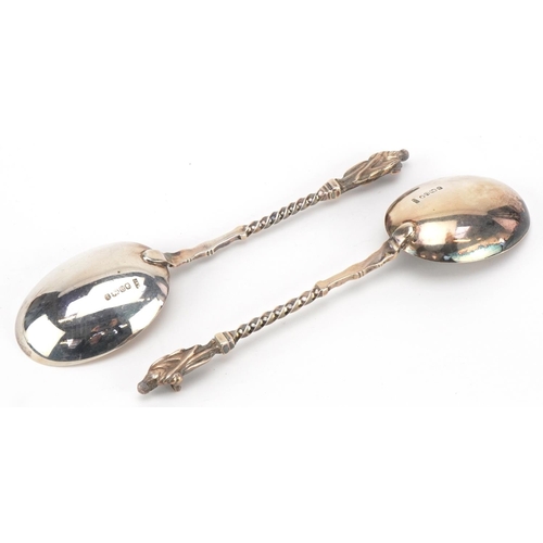 195 - John Edward Bingham for Walker & Hall, pair of Victorian silver apostle spoons, Sheffield 1887, 19.5... 