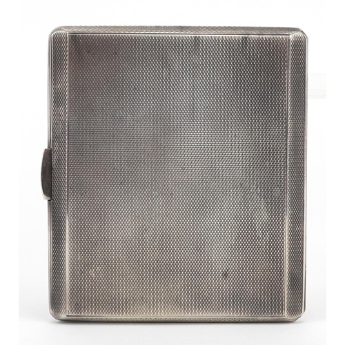 287 - Frederick Field Ltd, Art Deco style silver engine turned cigarette case with gilt interior, Birmingh... 