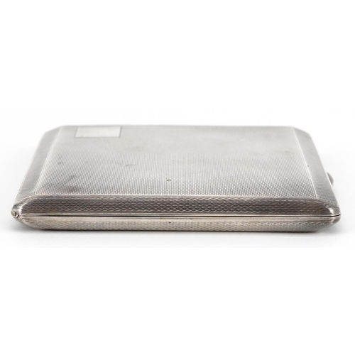 287 - Frederick Field Ltd, Art Deco style silver engine turned cigarette case with gilt interior, Birmingh... 