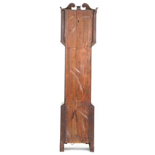 1203 - 19th century inlaid oak cased grandfather clock with brass dial having Roman numerals, engraved Seym... 