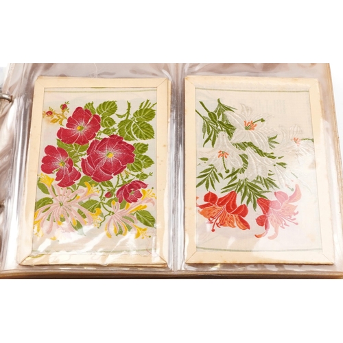774 - Assorted photographs including Victorian cabinet cards, autograph book, postcards and silk cigarette... 