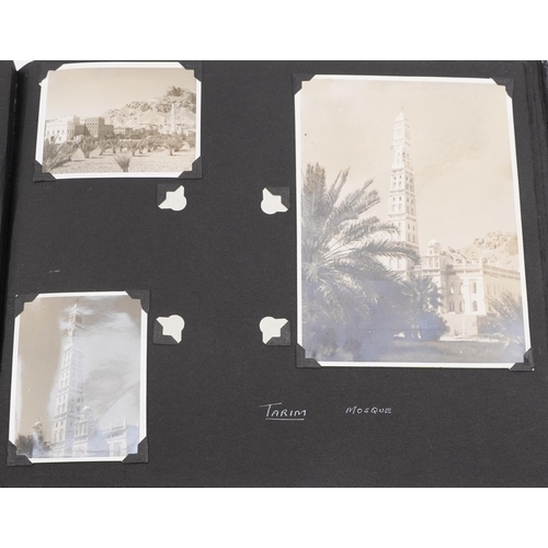 774 - Assorted photographs including Victorian cabinet cards, autograph book, postcards and silk cigarette... 
