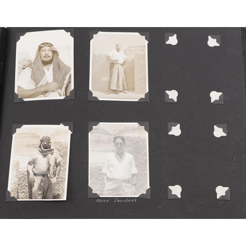774 - Assorted photographs including Victorian cabinet cards, autograph book, postcards and silk cigarette... 