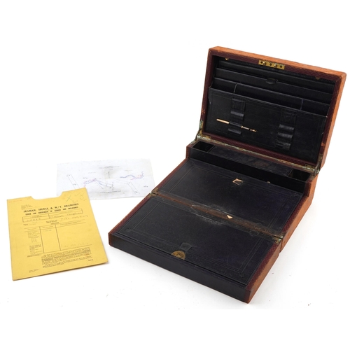 1247 - Military interest leather writing slope for Captain Charles F Hotham with assorted paperwork, medals... 